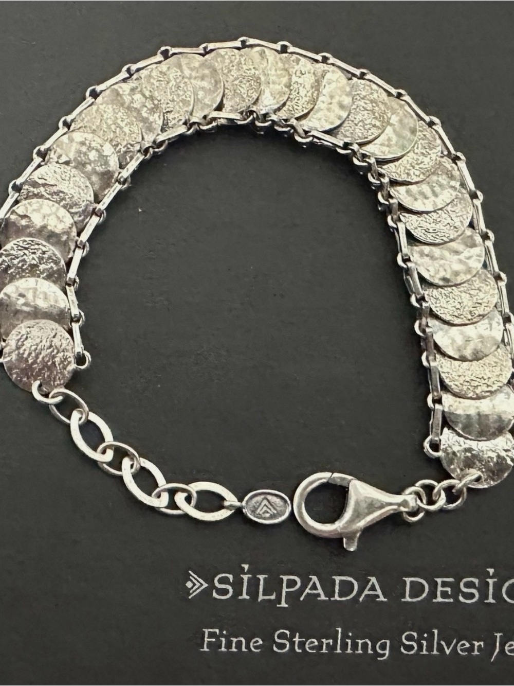 Vintage Silpada Sterling Silver "Simply Sequin" Disc Link Bracelet B2829